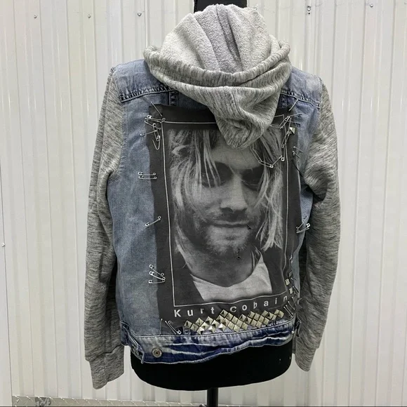 custom kurt cobain nirvana band t denim jacket - Picture 6 of 9